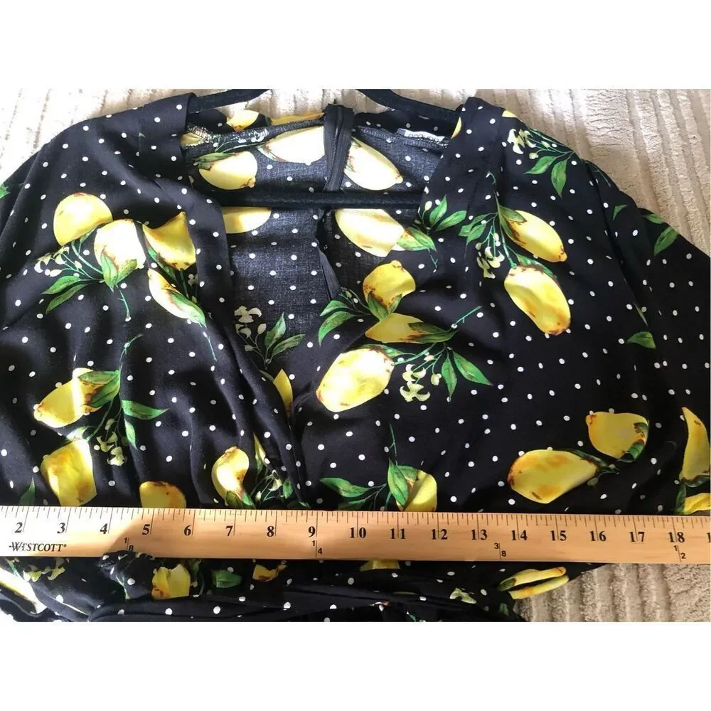 Boohoo LEMON POLKA DOT WRAP RUFFLE ROMPER SZ 20 - Picture 7 of 10